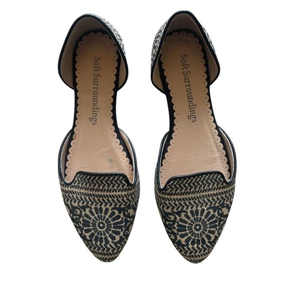 Soft Surroundings Black Tan Casual Ballet Flats Slip On Shoes Women’s Size 8 - Picture 1 of 5